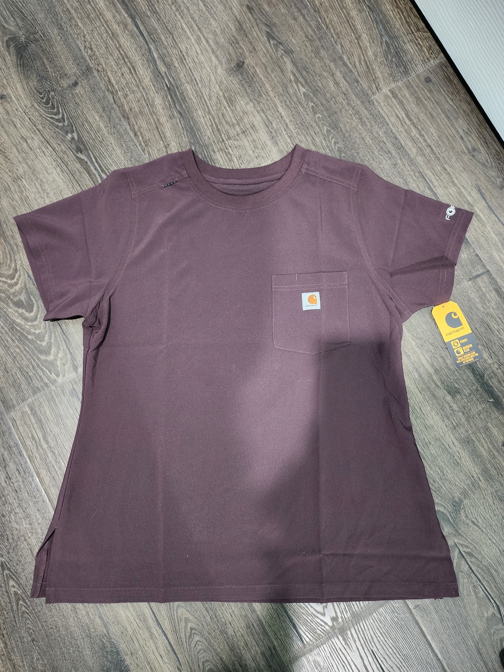 Carhartt Short Sleeve Womens Scrub Top, Brown